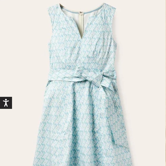 Boden Mischa Belted Midi Fit and Flare Dress in Aqua Swaying Coral Sz 6 - Picture 6 of 16